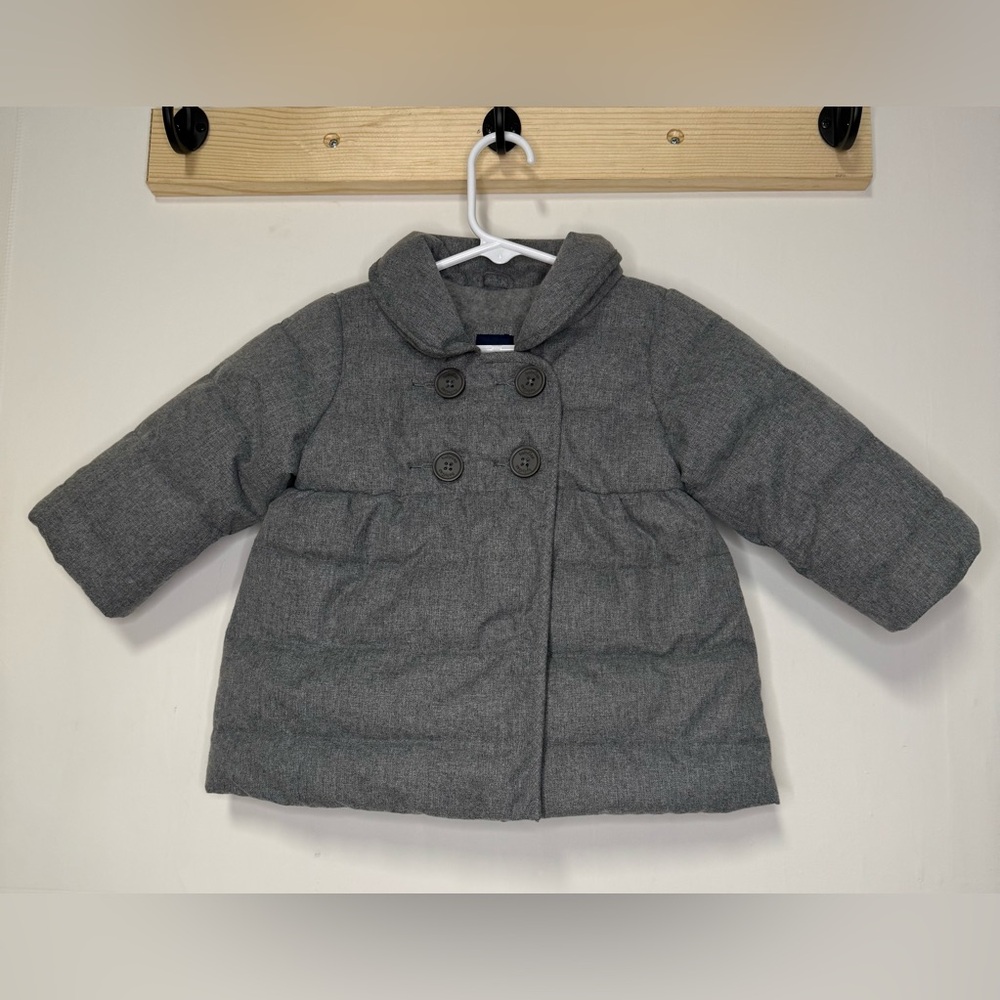Baby Gap Gray Double-Breasted Puffer Coat, size 6-12 months